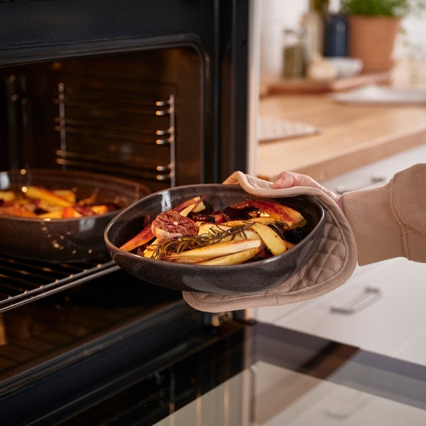 GLADELIG oven dish, set of 2, dark grey