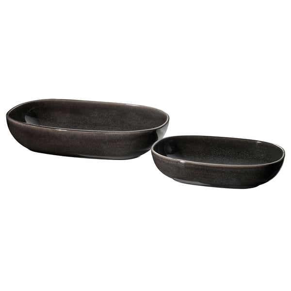 GLADELIG oven dish, set of 2, dark grey