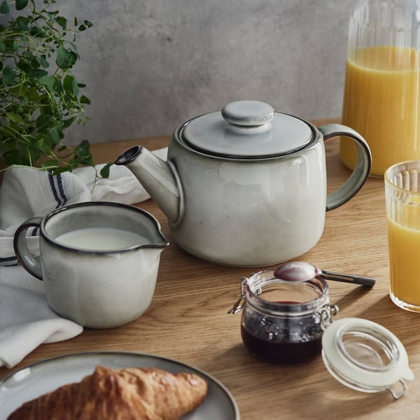 GLADELIG teapot, grey, 1.2 l