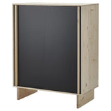 GLAMBERGET wardrobe with 3 sliding doors, pine/black, 117x63x150 cm