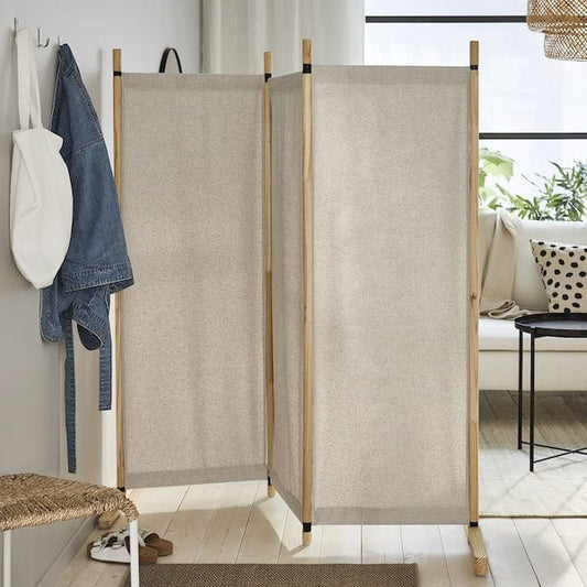 Ikea GLAMBERGET - Room divider, pine/Katorp beige, 150x150 cm