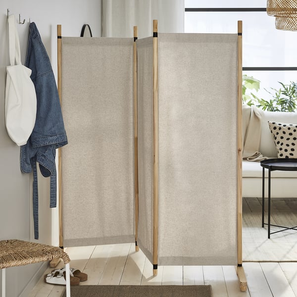 GLAMBERGET room divider, pine/Katorp beige, 150x150 cm