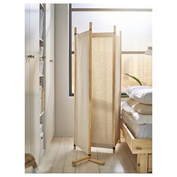 GLAMBERGET room divider, pine/Katorp beige, 150x150 cm