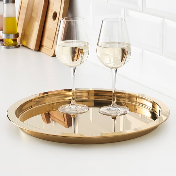 GLATTIS tray, brass-colour, 38 cm