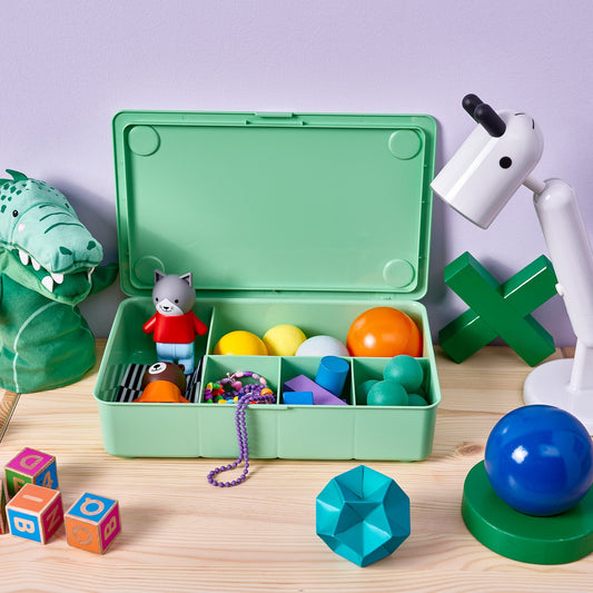GLIS box with lid, green, 34x21 cm