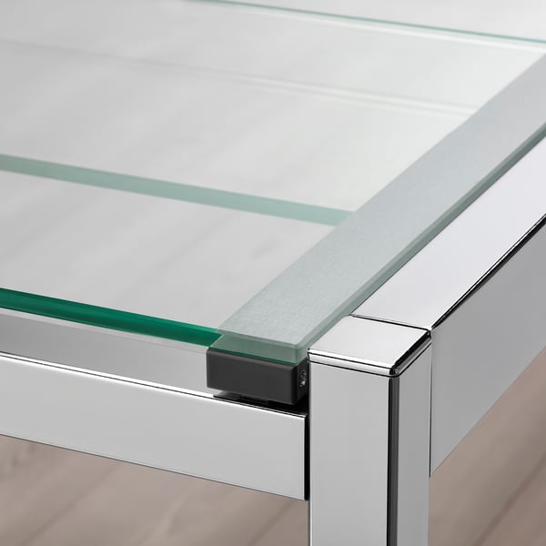 GLIVARP extendable table, transparent/chrome-plated, 115x70 cm