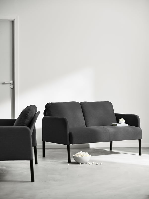 GLOSTAD 2-seat sofa, Knisa dark grey, 121x68x78 cm