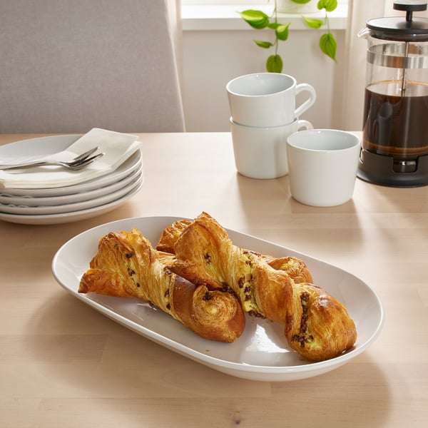 GODMIDDAG serving plate, white, 32x18 cm