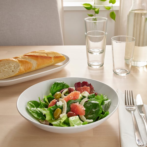 GODMIDDAG deep plate, white, 23 cm