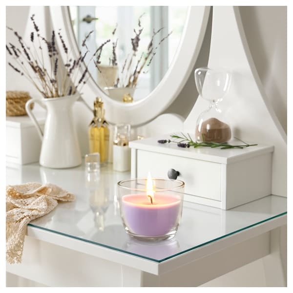 Ikea GOLIATTUJA - Scented candle in glass, Lavender bliss/purple, 20 hr