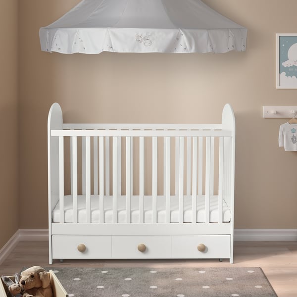 GONATT cot with drawer, white, 60x120 cm