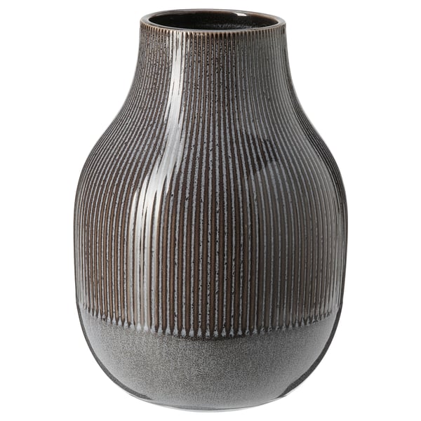 GRADVIS vase, dark grey, 21 cm
