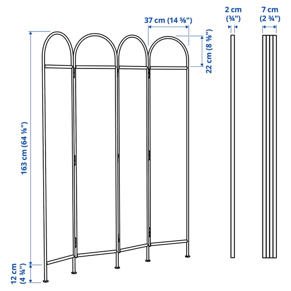 GRÅFJÄLLET room divider, anthracite, 150x175 cm