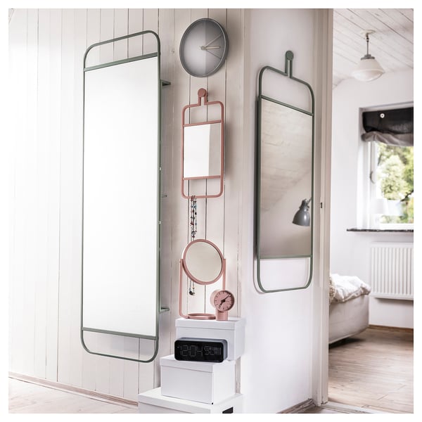 GRANVÅG mirror, wall hanging/pink, 22x48 cm