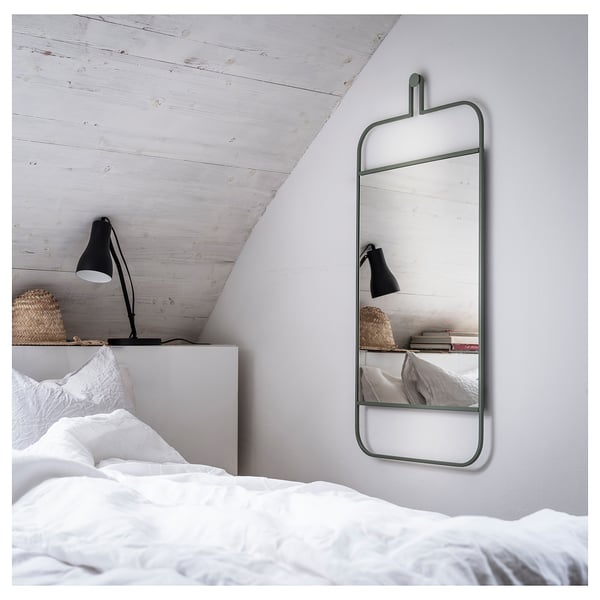 GRANVÅG mirror, wall hanging/green, 50x110 cm