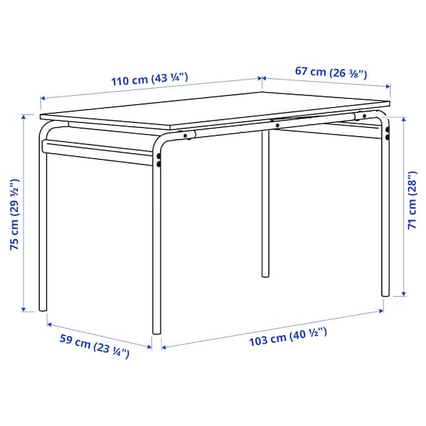 Ikea GRÅSALA - Base for table top, gray, 110x67x75 cm