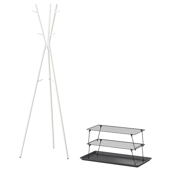 Ikea GREJIG / EKRAR - Hallway furniture, set of 4, white/grey