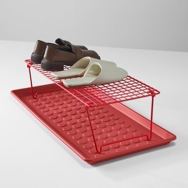 GREJIG shoe rack, bright red, 58x27x17 cm