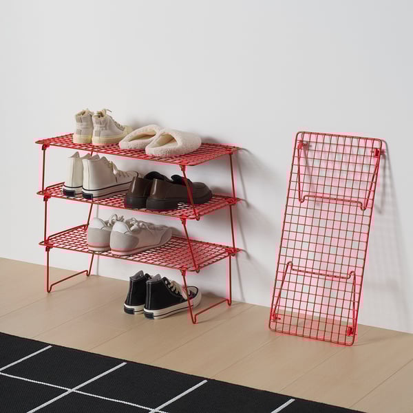 GREJIG shoe rack, bright red, 58x27x17 cm
