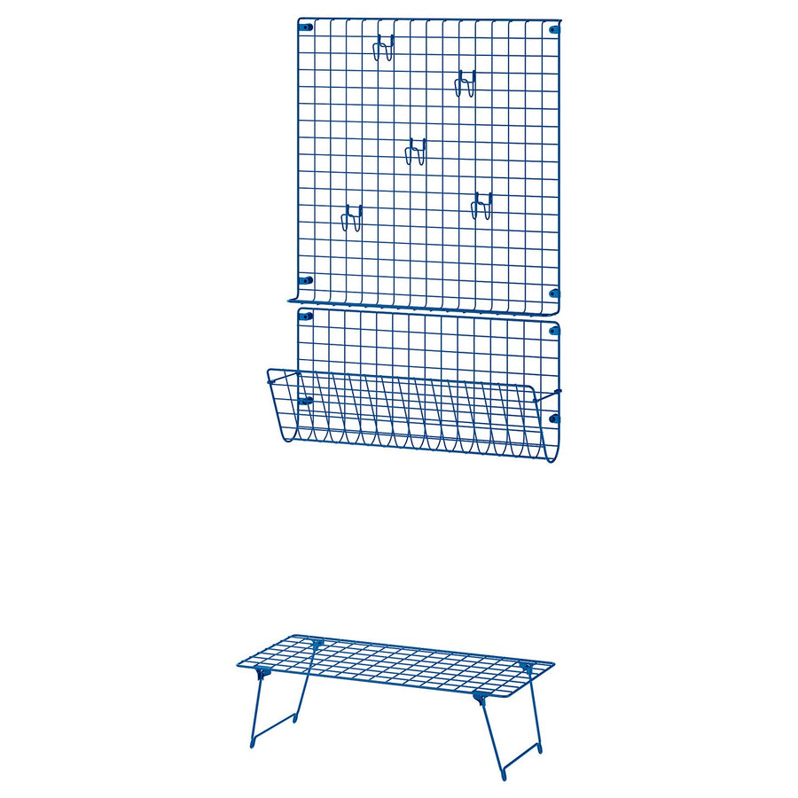 GREJIG hallway furniture, set of 3, blue
