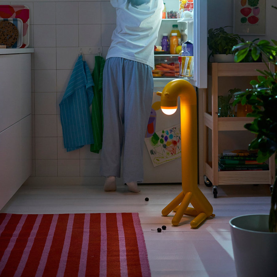 GREJSIMOJS LED decoration lighting, floor, giraffe/yellow battery-operated, 38x75 cm