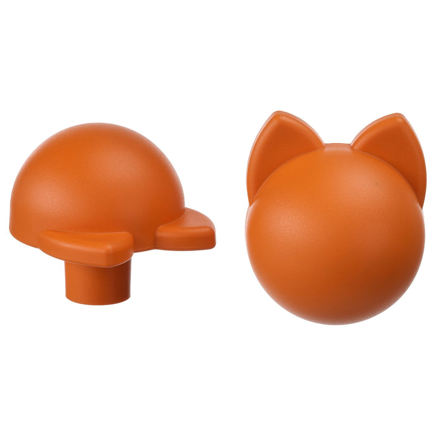 GREJSIMOJS knob, orange/cat, 5 mm, 2 pack
