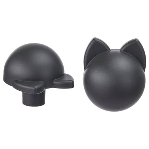 GREJSIMOJS knob, anthracite/cat, 38 mm, 2 pack