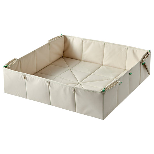 GREJSIMOJS mat/storage box, foldable/beige, 120x120 cm