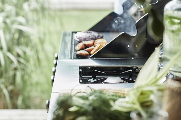 GRILLSKÄR side burner, black/stainless steel outdoor, 48x61 cm