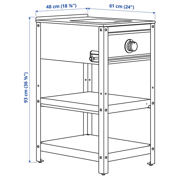 GRILLSKÄR side burner, black/stainless steel outdoor, 48x61 cm