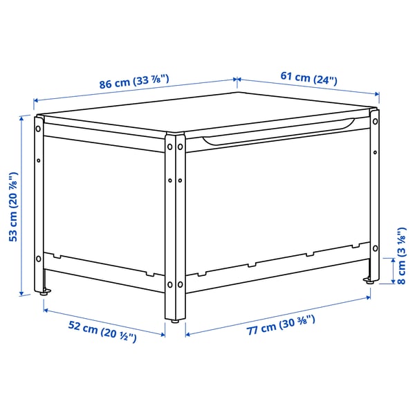 GRILLSKÄR storage box, black stainless steel/outdoor, 86x61 cm