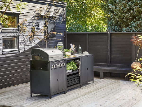 GRILLSKÄR outdoor kitchen, stainless steel, 244x61 cm
