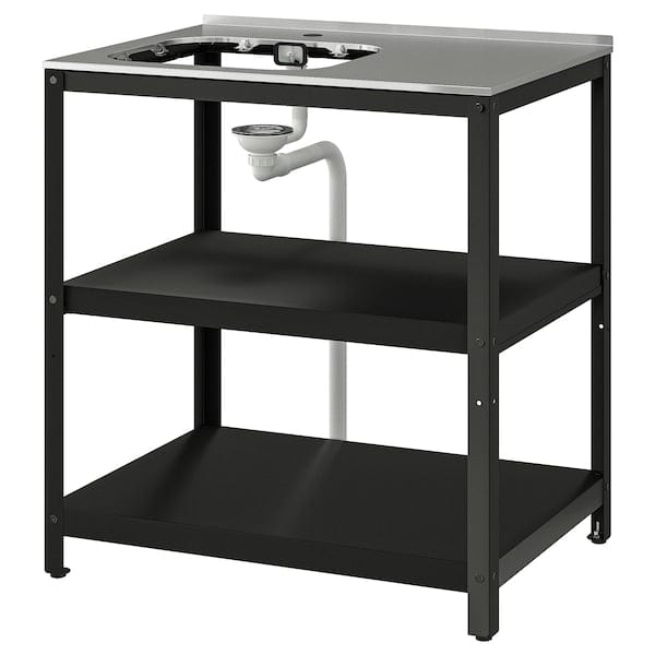 Ikea GRILLSKÄR - Unit for sink, black/stainless steel outdoor, 86x61 cm