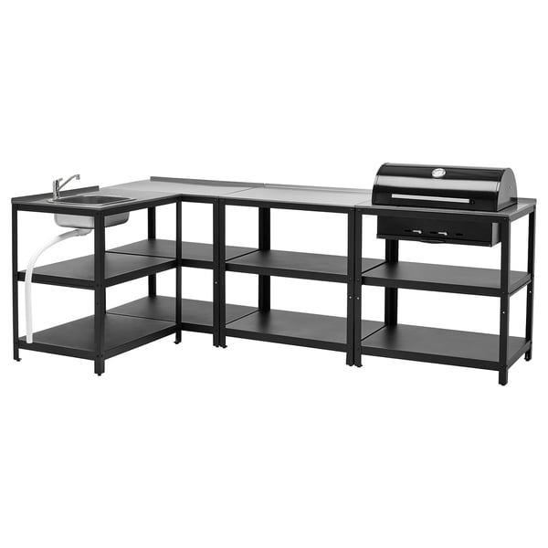 GRILLSKÄR kitchen sink ut/chrcl bbq, outdoor, stainless steel, 258x147 cm