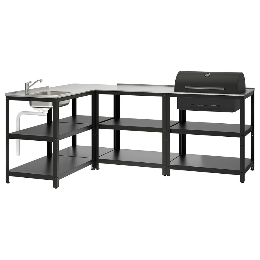 GRILLSKÄR kitchen sink ut/chrcl bbq, outdoor, stainless steel, 233x147 cm