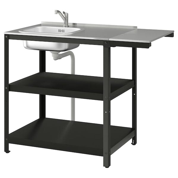 Ikea GRILLSKÄR - Sink cabinet with table, stainless steel/outdoor, 93/116x61 cm