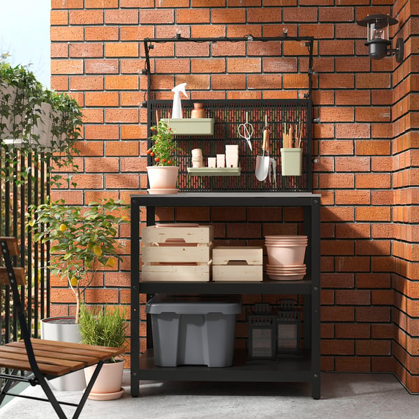 GRILLSKÄR back panel for outdoor kitchen, black, 86x87 cm