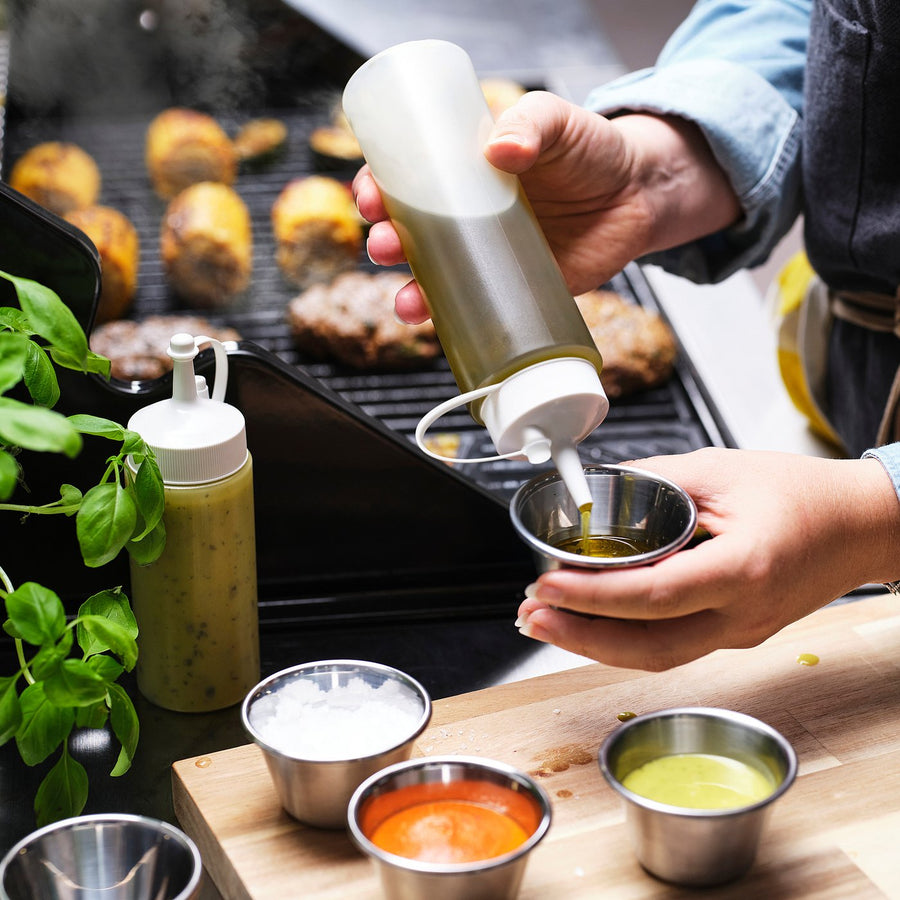 GRILLTIDER squeeze bottle, white/transparent, 6 cm