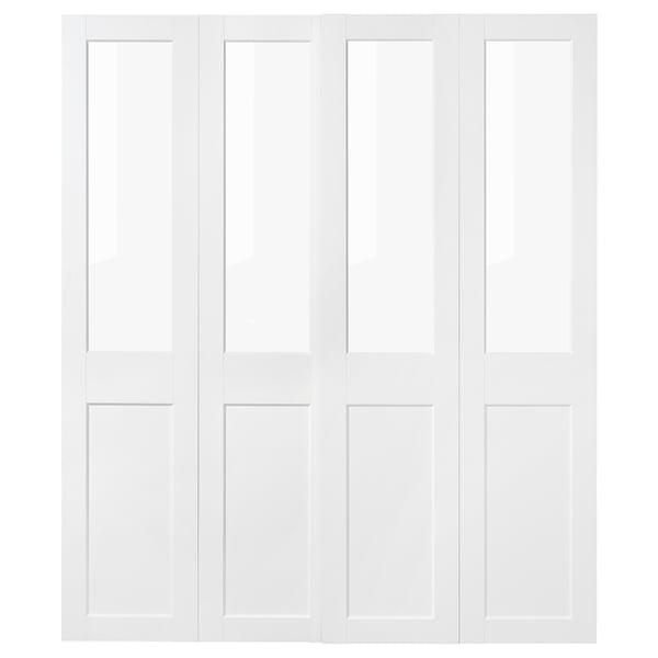 GRIMO pair of sliding doors, glass/white, 200x236 cm