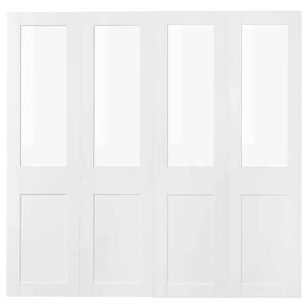 GRIMO pair of sliding doors, glass/white, 200x201 cm