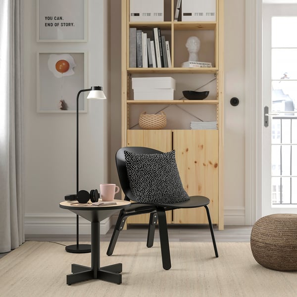 GRIMSARBO side table, pine plywood/black, 40 cm