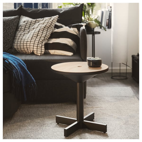 GRIMSARBO side table, pine plywood/black, 40 cm