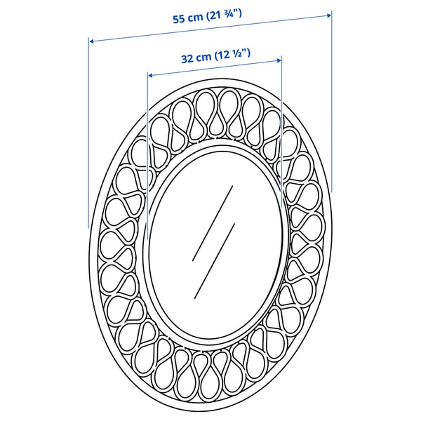 GRINSBOL mirror, rattan, 55 cm