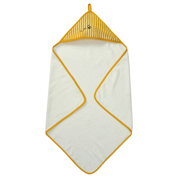 GRÖNFINK baby towel with hood, yellow, 80x80 cm