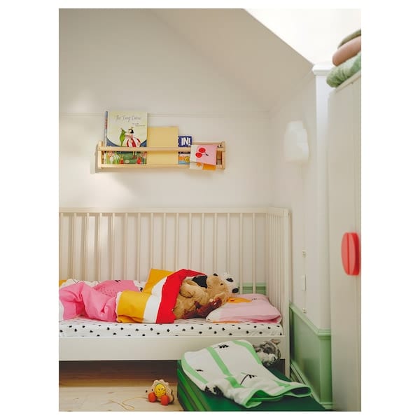 Ikea GRÖNFINK - Duvet cover 1 pillowcase for cot, multicolour/striped, 110x125/35x55 cm