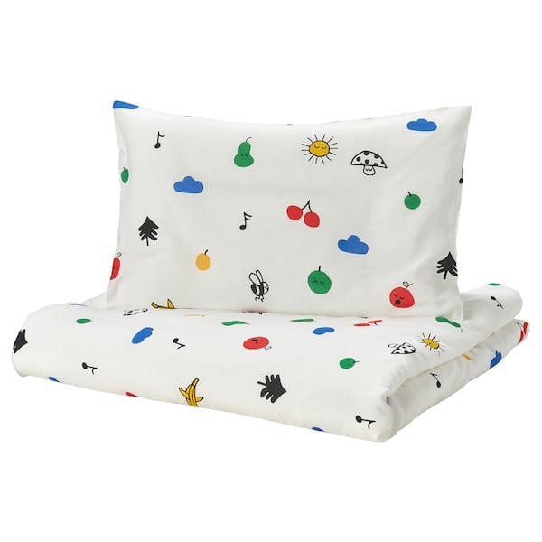 Ikea GRÖNFINK - Duvet cover 1 pillowcase for cot, multicolour, 110x125/35x55 cm