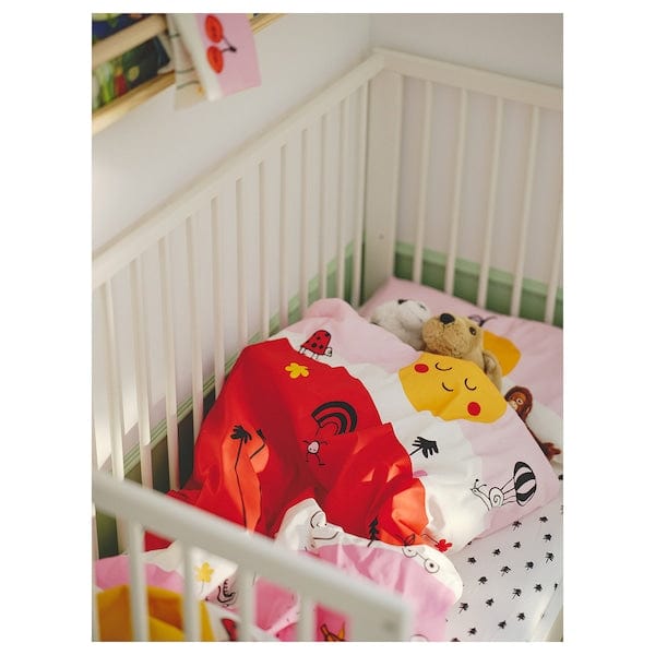 Ikea GRÖNFINK - Cot sheet with corners, white/tree motif,60x120 cm