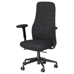 Ikea GRÖNFJÄLL - Office chair with armrests, Letafors grey/black