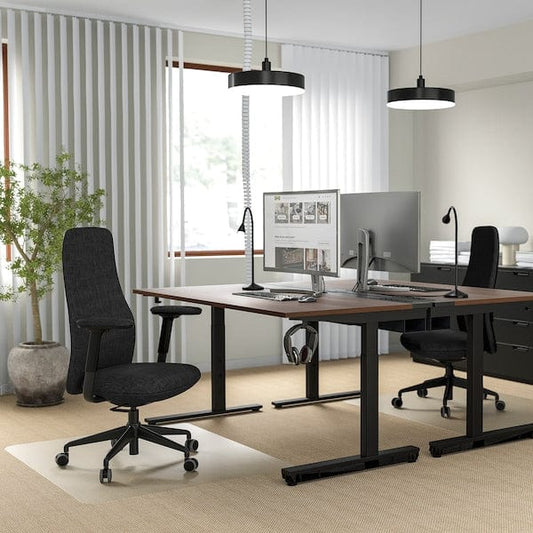 Ikea GRÖNFJÄLL - Office chair with armrests, Letafors grey/black