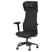 GRÖNFJÄLL office chair with arm/headrest, Letafors grey/black, 71 cm